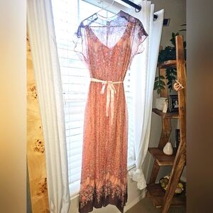 VINTAGE MADE FLORAL SHEER DRESS BEAUTIFUL SZ SMALL HANDMADE Sz 2 Or 4